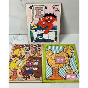 Lot of 3 VINTAGE 70’s Playskool Sesame Street Board Puzzles